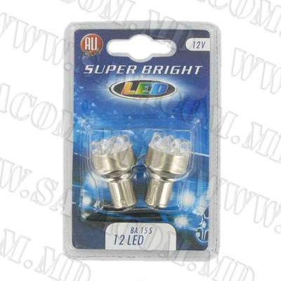 Лампа 12V 12 neon  BA15S 2шт. крас.№11631